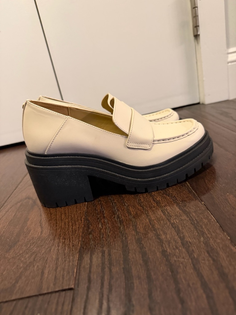 Michael Kors Rocco Cream and Black Platform Loafers - Picture 7 of 8